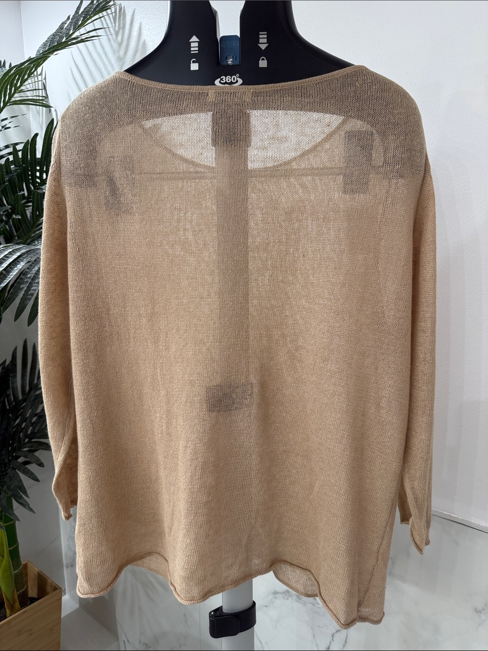 Avalin 100% Linen Lightweight Scoop-Neck Sweater in Beige with Pocket - Picture 3 of 6